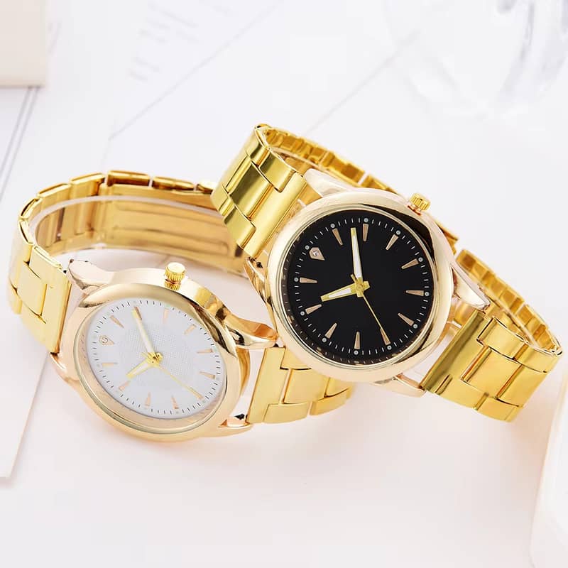 2 Set Couple Wrist Watch Stainless Steel Mesh Quartz Chronograph Watch 9