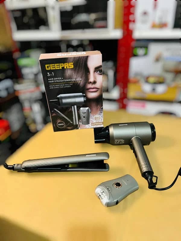 GEEPAS 3 in 1 Hair Dryer, Straightener & Epilator GHF86068 0