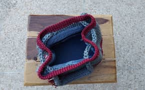 Hand knitted crochet bag