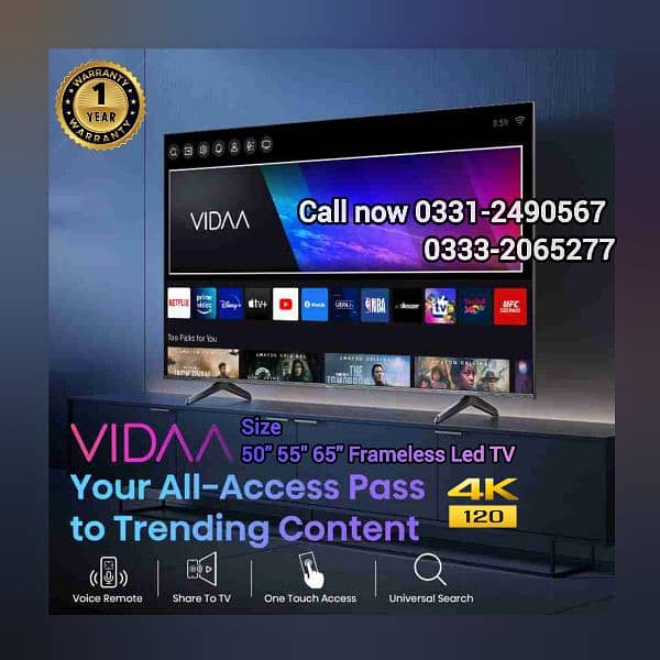 VIDAA SMART 50 55 65 INCHES SMART 4K LED TV 1 YEAR WARRANTY 0