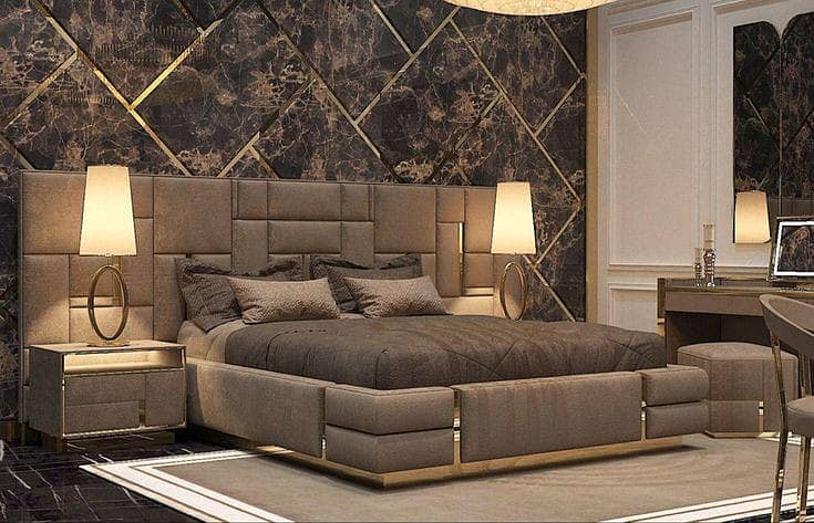 Bed/Double bed/single bed/king size bed/wood bed/poshish bed/Furniture 12