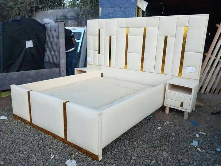 Bed/Double bed/single bed/king size bed/wood bed/poshish bed/Furniture 16