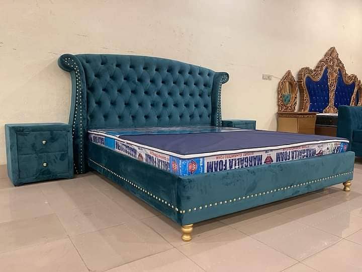 Bed/Double bed/single bed/king size bed/wood bed/poshish bed/Furniture 19