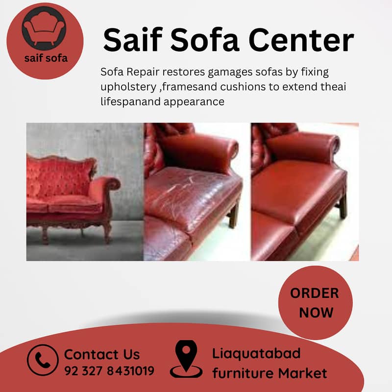 Sofa repair - Fabric change - Repairing seat repair -Furniture polish 0