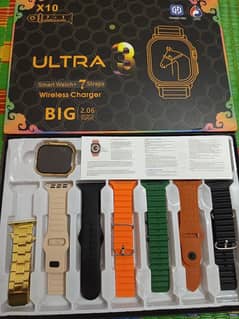 7 in 1 Ultra 3 Straps Smart Watch With Box