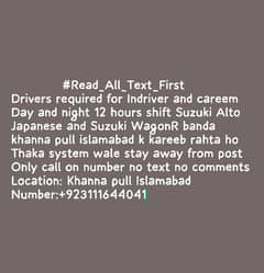 Driver Required for indriver careem and yango