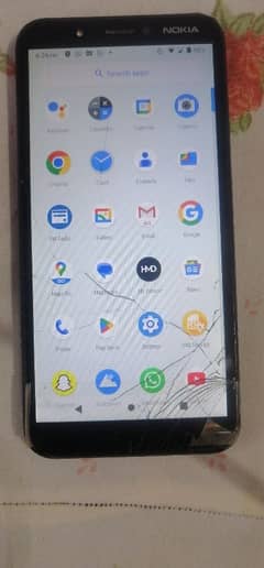 Nokia c 1 dual sim gud running condition glass crack