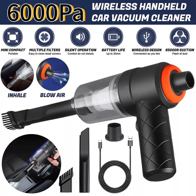 MINI PORTABLE WIRELESS VACUUM CLEANER + BLOWER for Car 15