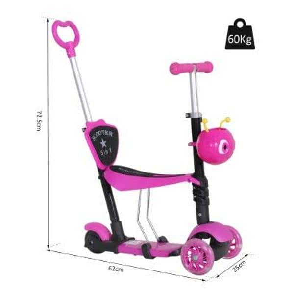 5-in-1 Kids Kick Scooter 3-wheel Walker 1