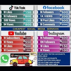 TikTok Instagram facebook youtube services