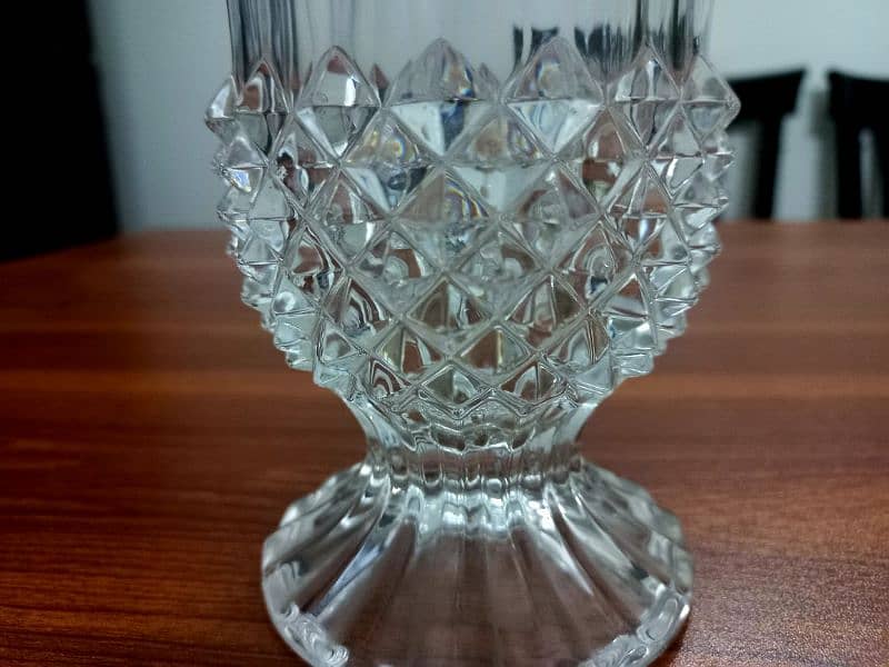 Imported and Very Beautiful  Diamond Cut Crystal Vase 1