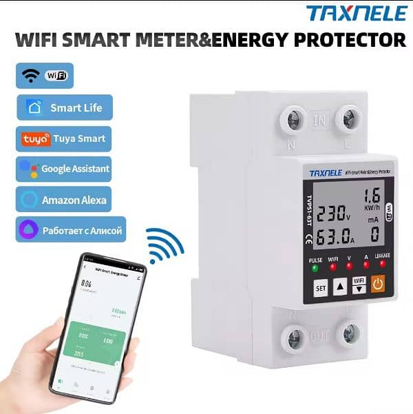 63A TUYA  WiFi Smart solar Earth Leakage units Lock Over Under Voltage 0