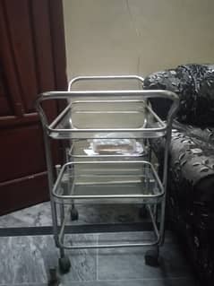 glass tea trolley, glass side table