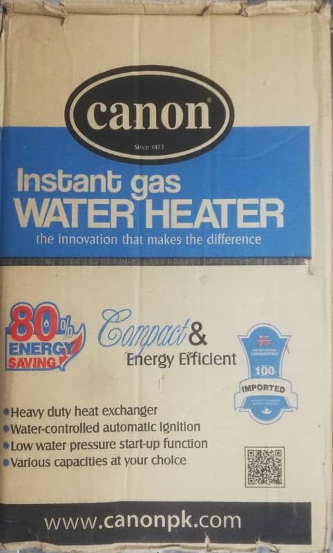 Canon Instant Gas Water Heater 6Liter. Model CA-600 White. 0