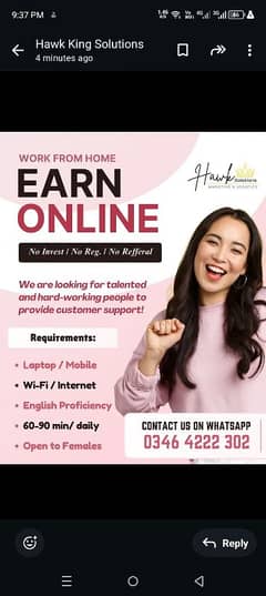 Work From Home * Earn Online without Investment * Male & Females