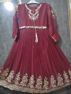 Maroon maxy golden work