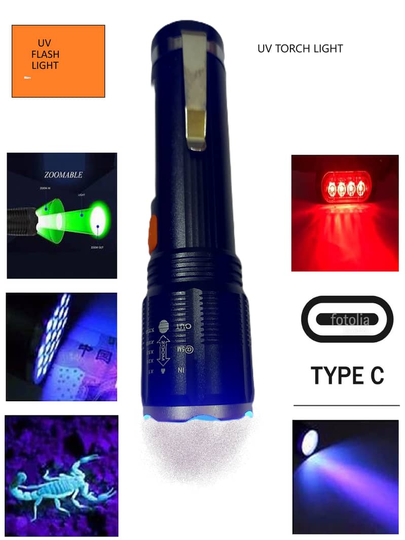 Imported USB Rechargeable Uv Torch Lights 0