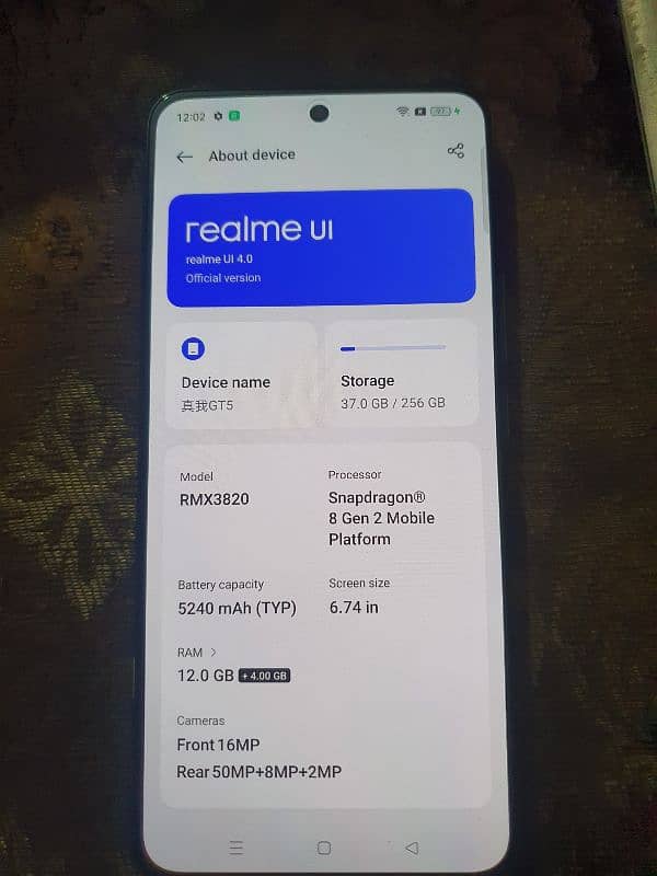 realme gt5 snapdragon 8 gen2 12gb ram 256gb 4