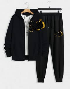 *Black Zipper Jacket + Trouser Set for Men & Boys