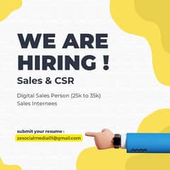 CSR + Sales Person Required