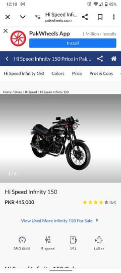 Hi speed infinity 150cc very Good condition bike