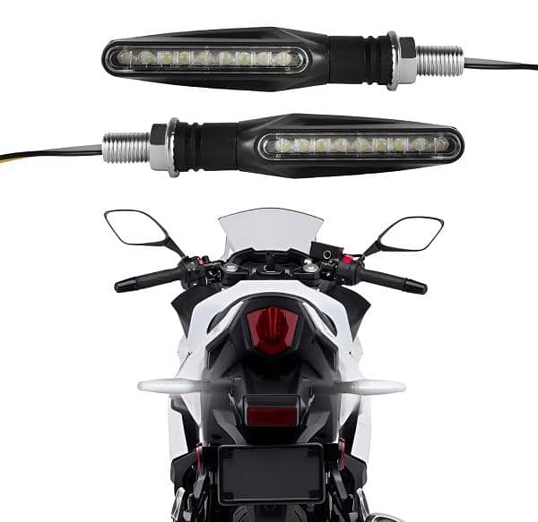 Pack Of 2 Pair(4pcs) – Audi Flow Style Led Motorcycle Turn Signals In 1