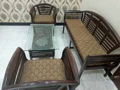 5 seater sofa set with glass table