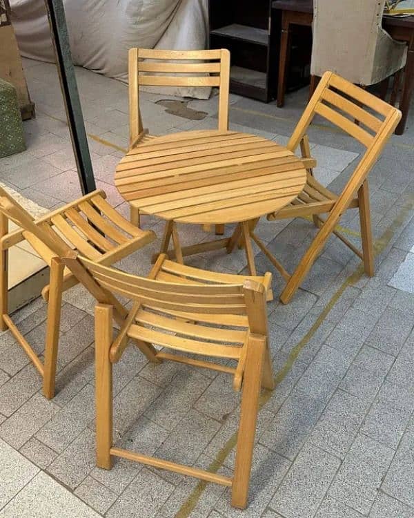 wooden beach wood folding chairs and table folding set 4 chairs 2