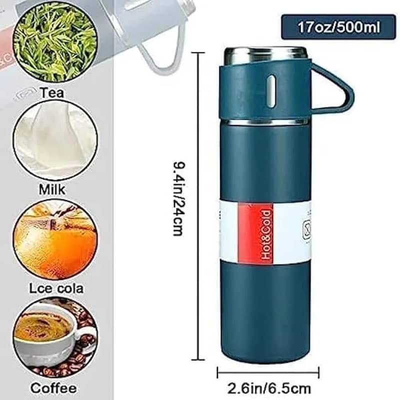 500ml Vaccum Flask Set with 3 cups (FREE DELIVER ALL OVER THE PAK) 3