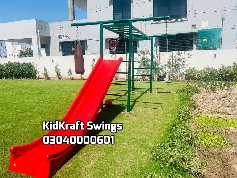 kids Slide/Swings/Kids rides/jhula/Spring rider/jungle gym/gazebo/bar 6