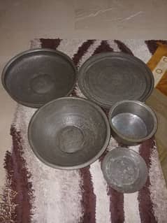 pure copper antique pots and tray