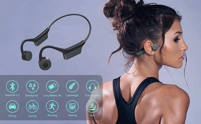 Bone Conduction Headphones Bluetooth Wireless Earphones mic open air 8