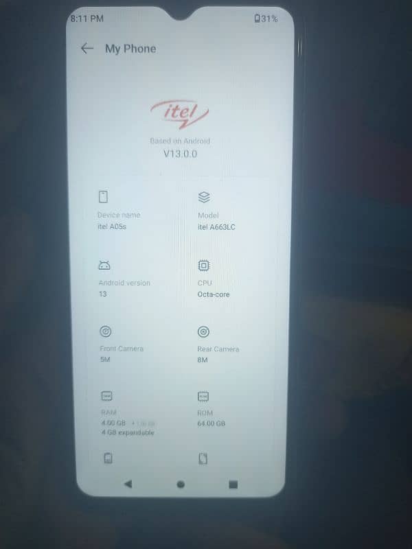 Itel A05s 4/64 Gb  For Sale Exchange Possible with Poco x3pro 9