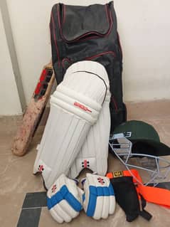 Gray Nicolls cricket kit pad, helmet bat, gloves,guard,kit bag