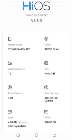 tecno Tecno camon 18t sa 6gb 128gb ha