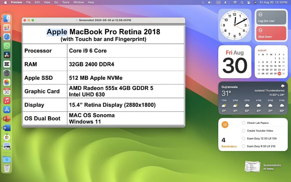 MacBook Pro 2018 15.6" | Core i9, 32GB RAM, 512 SSD | 4GB DDR5 GPU 0