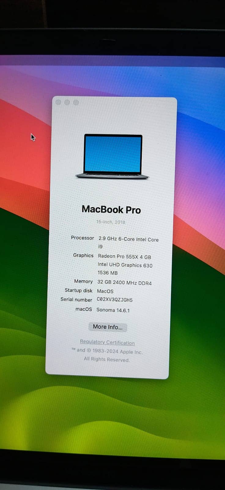 MacBook Pro 2018 15.6" | Core i9, 32GB RAM, 512 SSD | 4GB DDR5 GPU 13