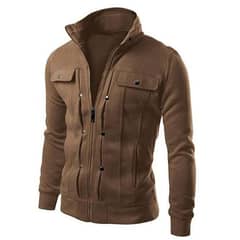 Man fit body fleece plain jacket