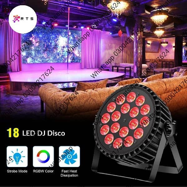 RGB 18 LED DJ DISCO Light for Parties Events  Color Change wall Light 2