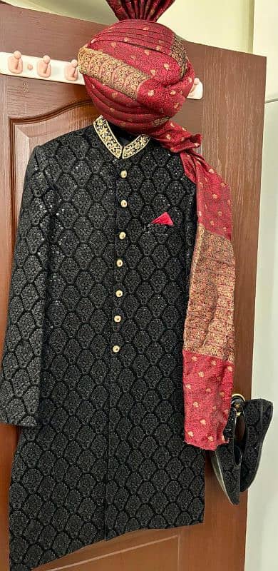 groom sherwani with qulla and shoes 0