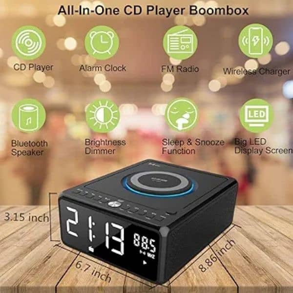 cd dvd player boombox  FM radio wireless charger Bluetooth speaker 4