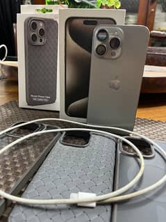 Iphone 15promax jv 256gb natural titanium with 3covers