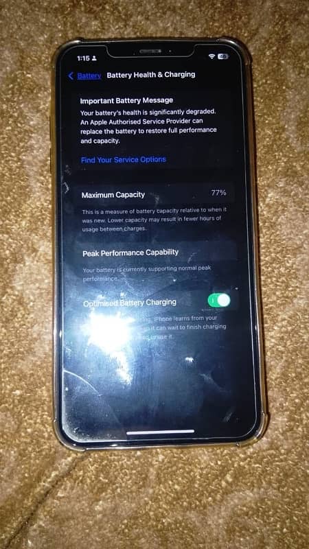 iphone xsmax 256 gb non pta battery health 76 a small dot in panel 7