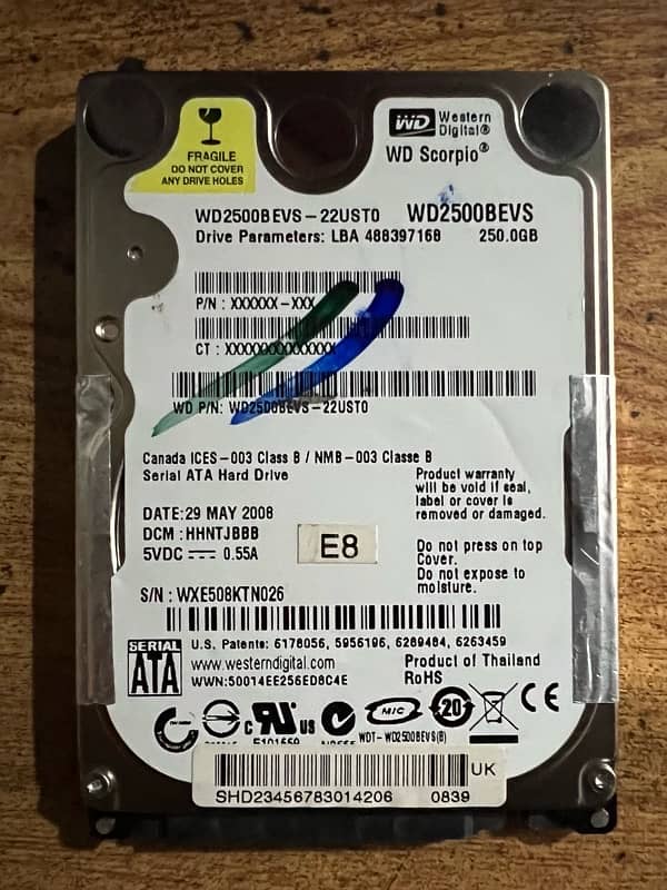 HDD 250GB | 100% Health | WhatsApp : 03240016436 0