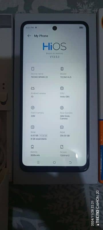 tecno spark 20 8+8=16/256 7 month warranty ma full box 4