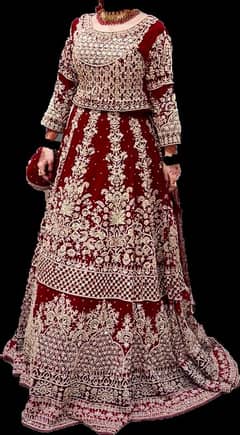 bridal lahnga velvet red col