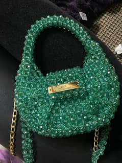 Crystal Beaded Bag in Green