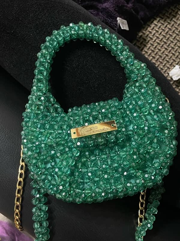 Crystal Beaded Bag in Green 0