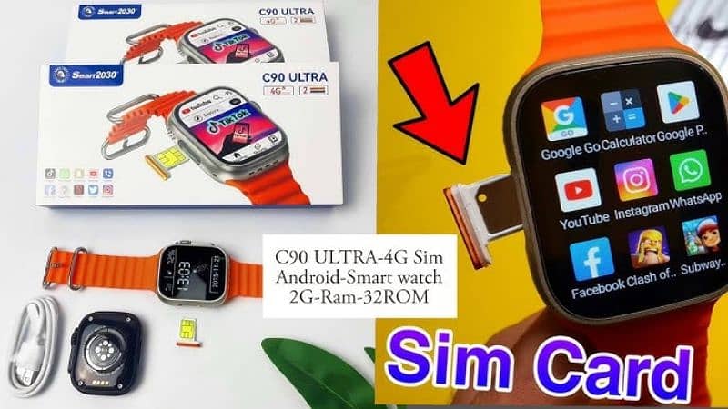 TK8|TK5|C92|DW89 Ultra 4G Smartwatch Android Fast Sim Supported Watch. 4