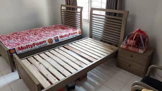 2 Single Bed n 1 Side Table Almost New Condition